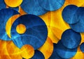 Vibrant glossy blue and orange circles abstract grunge background Royalty Free Stock Photo
