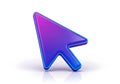 A vibrant and glossy computer mouse pointer arrow in purple and blue colors Royalty Free Stock Photo