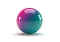 A vibrant glossy easter egg with a gradient of pink and teal isolated on a white background Royalty Free Stock Photo