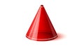 Glossy Red 3D Geometric Cone on White Background Royalty Free Stock Photo