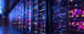 The vibrant glow of server racks in a modern data center environment. AI generated image Royalty Free Stock Photo