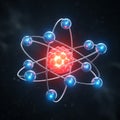 Glowing atomic structure with electrons orbiting a nucleus Royalty Free Stock Photo