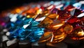 A vibrant, glowing gemstone collection illuminates the dark night generated by AI