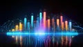 vibrant glowing knowledge graph with dynamic bars in futuristic digital setting