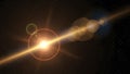 Bright light effect with lens flares on dark background Royalty Free Stock Photo