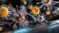 Embark on a visual journey into the fascinating realm of the immune system, represented as a vibrant, glowing neural network This
