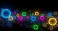 Vibrant glowing spheres form a quantum network pattern Royalty Free Stock Photo
