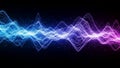 Vibrant glowing waveform of light particles in blue and pink hues Royalty Free Stock Photo