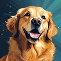 Vibrant Golden Retriever Dog Painting In Bold Flat Illustration Style Royalty Free Stock Photo