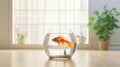 Vibrant Goldfish in Crystal Clear Bowl