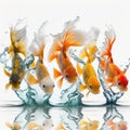 Vibrant Goldfish Swimming in Clear Water. Perfect for Aquarium Enthusiasts.