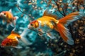 Vibrant goldfish swimming in a serene underwater environment