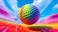 A Vibrant Golf Ball Levitating in Mid-Air