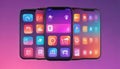 Vibrant gradient app icons, colorful mobile interface, pattern, UX, pixel Royalty Free Stock Photo