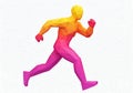 Vibrant gradient figure in dynamic running pose against plain background Royalty Free Stock Photo
