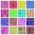 Vibrant gradient geometric patterns abstract grid design with rounded rectangles Royalty Free Stock Photo