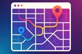 A vibrant gradient map interface with colorful location pins and paths illustrates a modern and artistic approach to digital Royalty Free Stock Photo