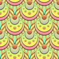 Vibrant gradient seamless fairy shells vector light pattern