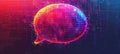 Vibrant Gradient Speech Bubble with Digital Glitch for Tech and Gaming Promotions
