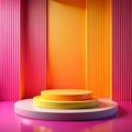 Vibrant gradient stage with circular platforms for product display Royalty Free Stock Photo