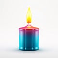 A vibrant gradientcolored candle with a bright flame Royalty Free Stock Photo
