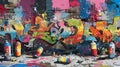 Vibrant Graffiti Alley Explosion./n Royalty Free Stock Photo