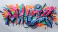 Colorful Graffiti Art Featuring Mika Signature Style Generative AI Royalty Free Stock Photo