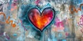 Vibrant Graffiti Heart On A Wall, Symbolizing Love And Creativity