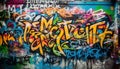 Vibrant graffiti mural depicts city life chaos generated by AI