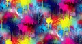 Vibrant graffiti splash paint drips and splatter seamless pattern texture background Royalty Free Stock Photo