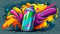Vibrant Graffiti Spray Paint Can Explosion on Urban Wall Royalty Free Stock Photo