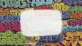 Vibrant Graffiti Wall with Blank White Space for Text or Design Royalty Free Stock Photo