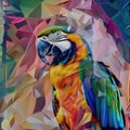 Vibrant graffitistyle bird painting on geometric wall backdrop Royalty Free Stock Photo
