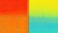 Vibrant graphic background featuring a striking visual divide with contrasting halftone dot patterns in bright red yellow and cyan Royalty Free Stock Photo