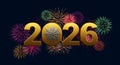 Sparkling golden 2026 against vibrant fireworks Royalty Free Stock Photo