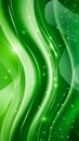 Vibrant Green Abstract Flowing Waves with Glowing Particles and Geometric Network Elements background Royalty Free Stock Photo