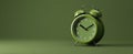 The vibrant green alarm clock on a minimalist background. AI generated image Royalty Free Stock Photo