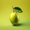 Vibrant Green Apple With Leaf: Organic And Naturalistic Zbrush Sculpture