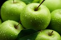 Vibrant green apple with morning dew drops, a fresh, tempting treat Royalty Free Stock Photo