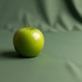 The apple\'s smooth texture and glossy skin are highlighted under soft lighting Royalty Free Stock Photo