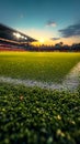 Vibrant green artificial turf in a well maintained soccer stadium