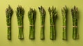 Vibrant green asparagus bundle neatly arranged on minimalist board sharp focus fujifilm xt4