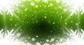 Green Christmas Background with Falling Snowflakes and Bright Light Rays Royalty Free Stock Photo