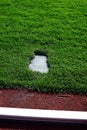 Baseball pitcher\'s mound on green grass. Royalty Free Stock Photo