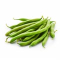 Vibrant Green Beans On White Background - Hatecore Style