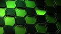 Vibrant Green and Black Hexagonal Geometric Pattern Background