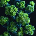 Vibrant Green Broccoli Florets on Dark Background