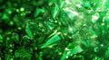 Vibrant green crystals with sparkling light reflections