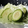 Vibrant Green Cucumber Splash A Captivating Visual Delight Royalty Free Stock Photo