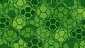 Vibrant green geometric honeycomb pattern with sharp black outlines creating a 3D optical illusion effect on digital background Royalty Free Stock Photo
